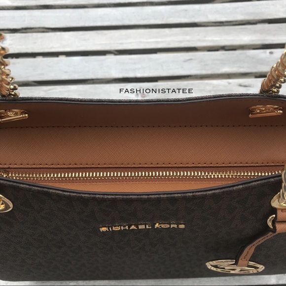 Michael Kors Large chain shoulder tote brown MK - Picture 3 of 7